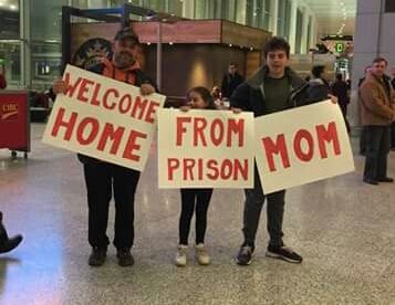 My friend just got home from a trip. This was her family greeting her at the airport.