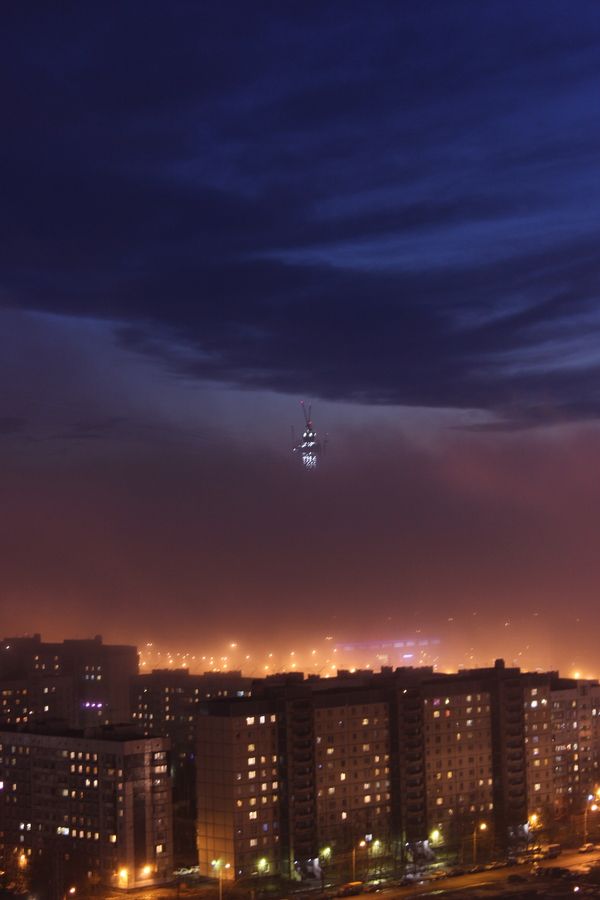 St. Petersburg last night. Giant robot is just a tower