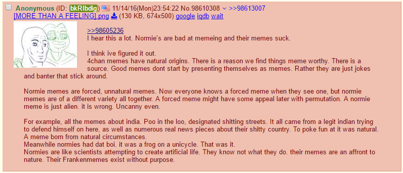 Anon gives us a lesson on normalised memetics