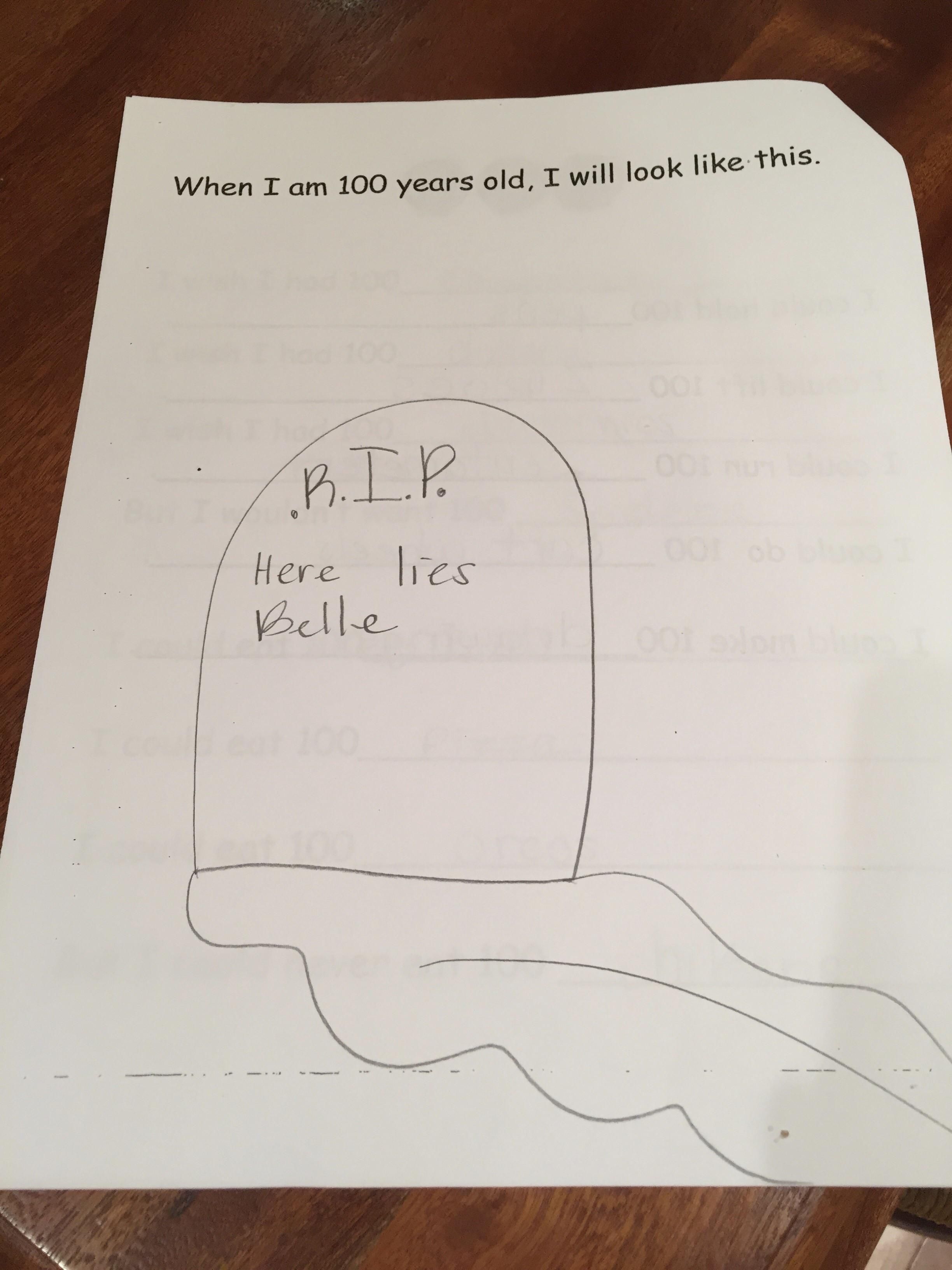 My child was asked what she would look like at 100 years old