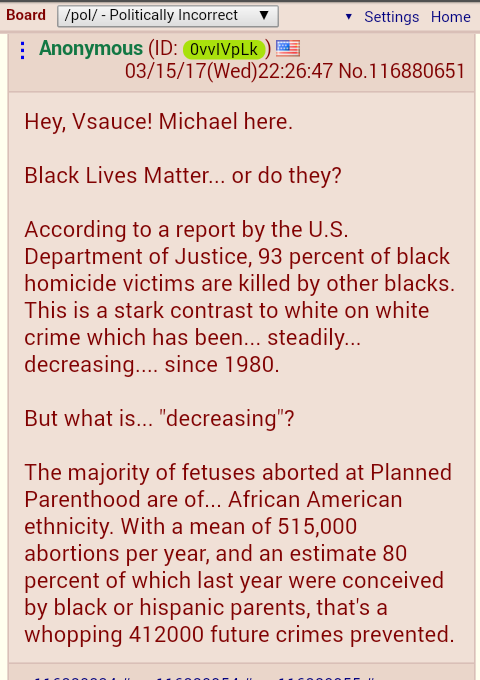 blacks kill unborn blacks, so blacks kill less blacks