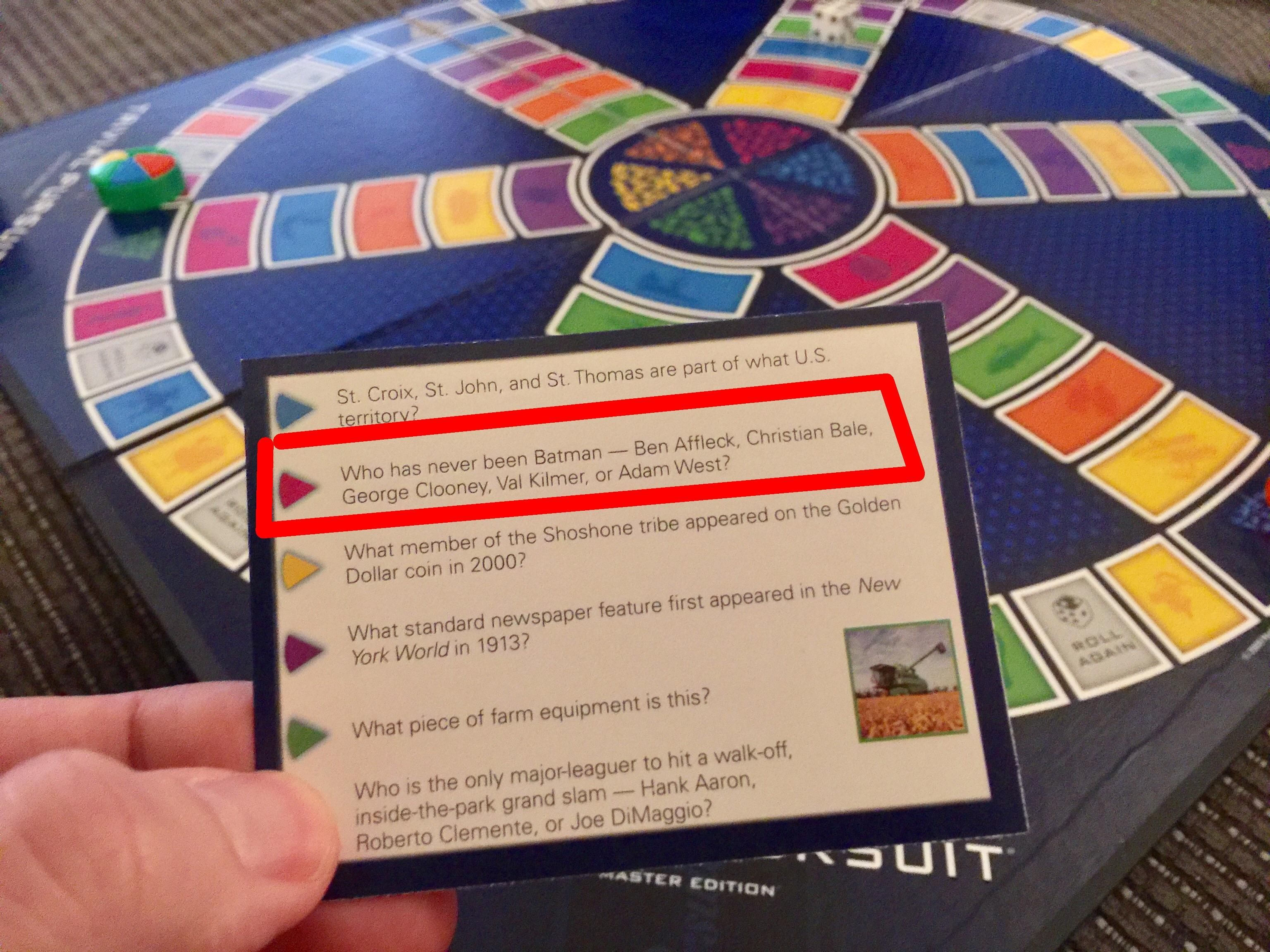 My Trivial Pursuit question is outdated.