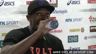 Usain Bolt tastes flavored water for the first time
