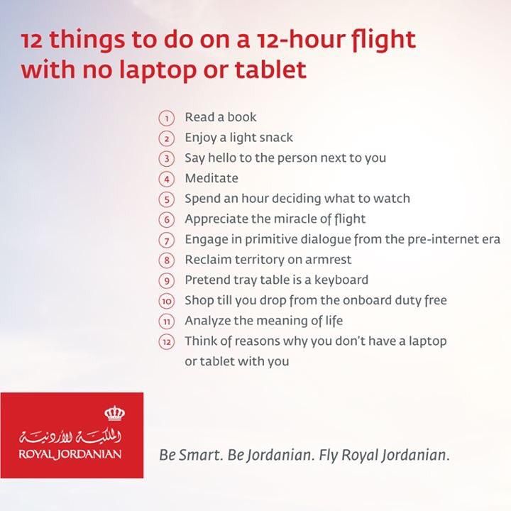 Royal Jordanian's response to the "big electronics" ban on flights from some countries.