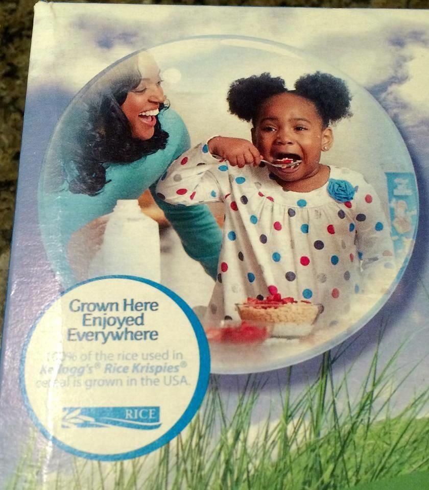 The kid in this Rice Krispies ad looks terrified as the Mother taunts her to eat her breakfast.