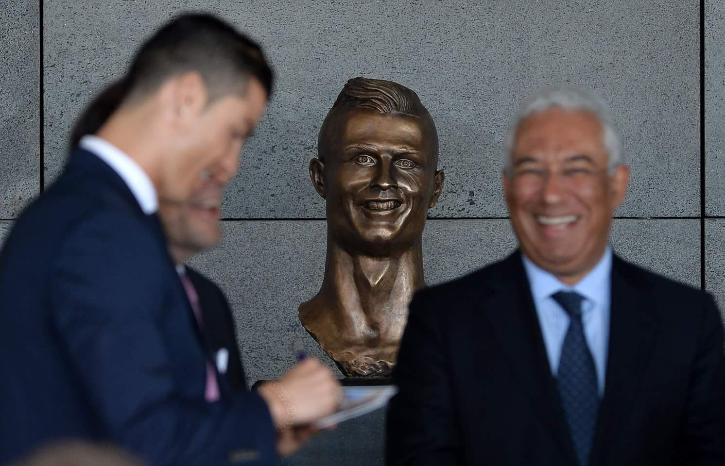This Cristiano Ronaldo bust was unveiled at a Portuguese airport today
