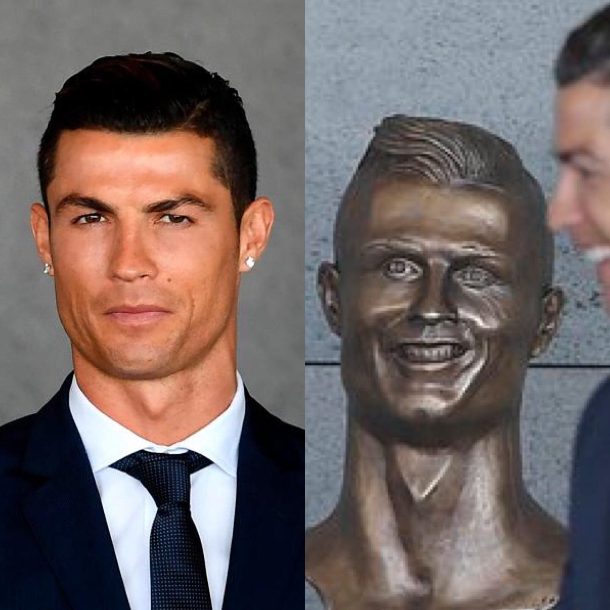 Cristiano Ronaldo's new bust at an airport named after him