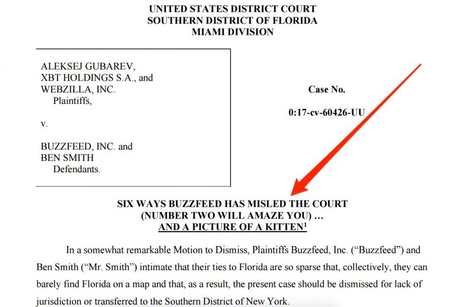 Lawyers working against Buzzfeed in a lawsuit decided to take some mocking liberties in the title of their filings.