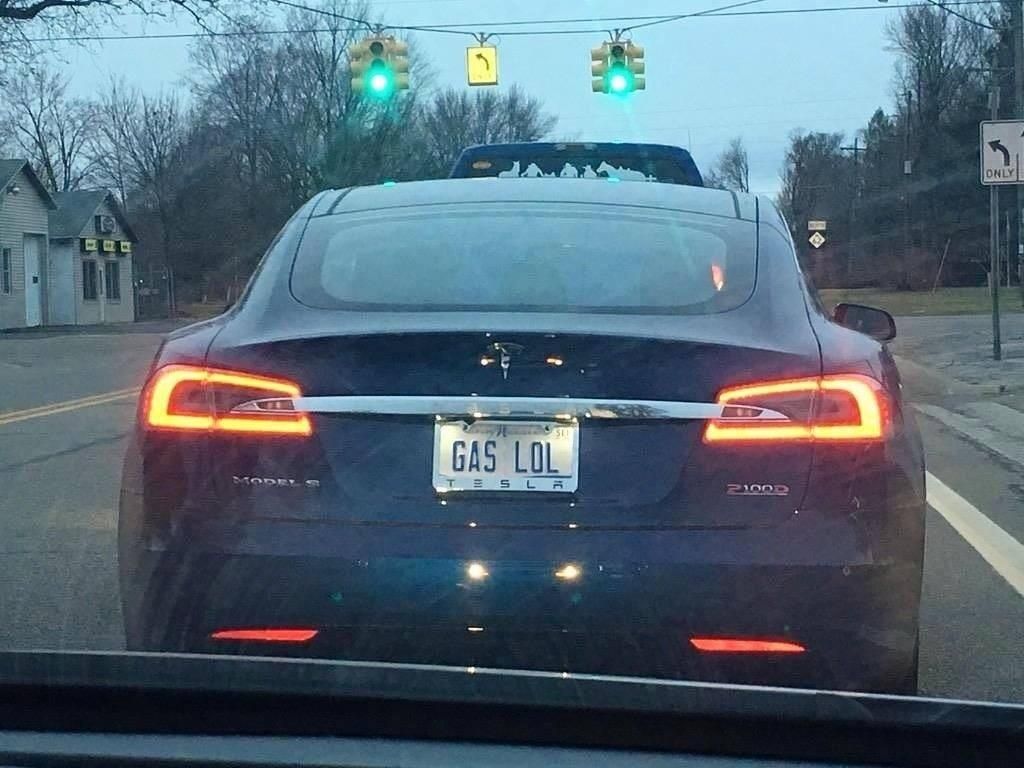 When you find a Tesla driver with a dash of humor.