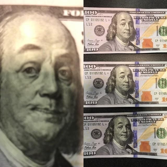 I work at a bank and a customer brought in this prop money which she thought was real and didn't understand why we couldn't accept it.