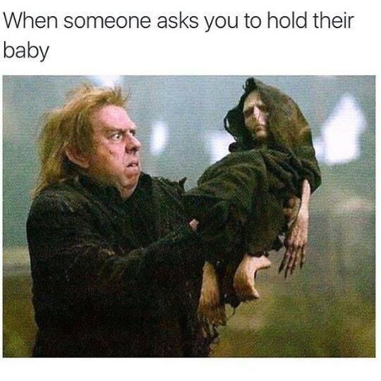 **Drops baby on the floor**
