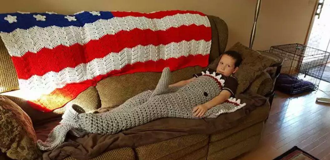 When Grandma makes a shark blanket