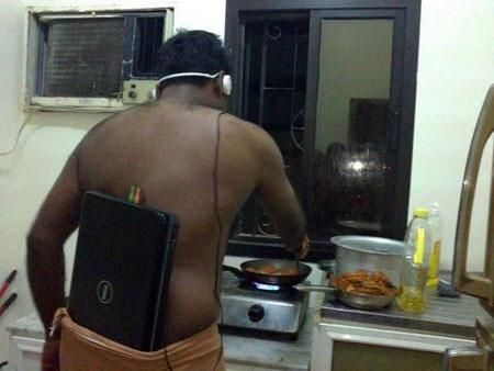 Gotta listen to some tunes while cooking.