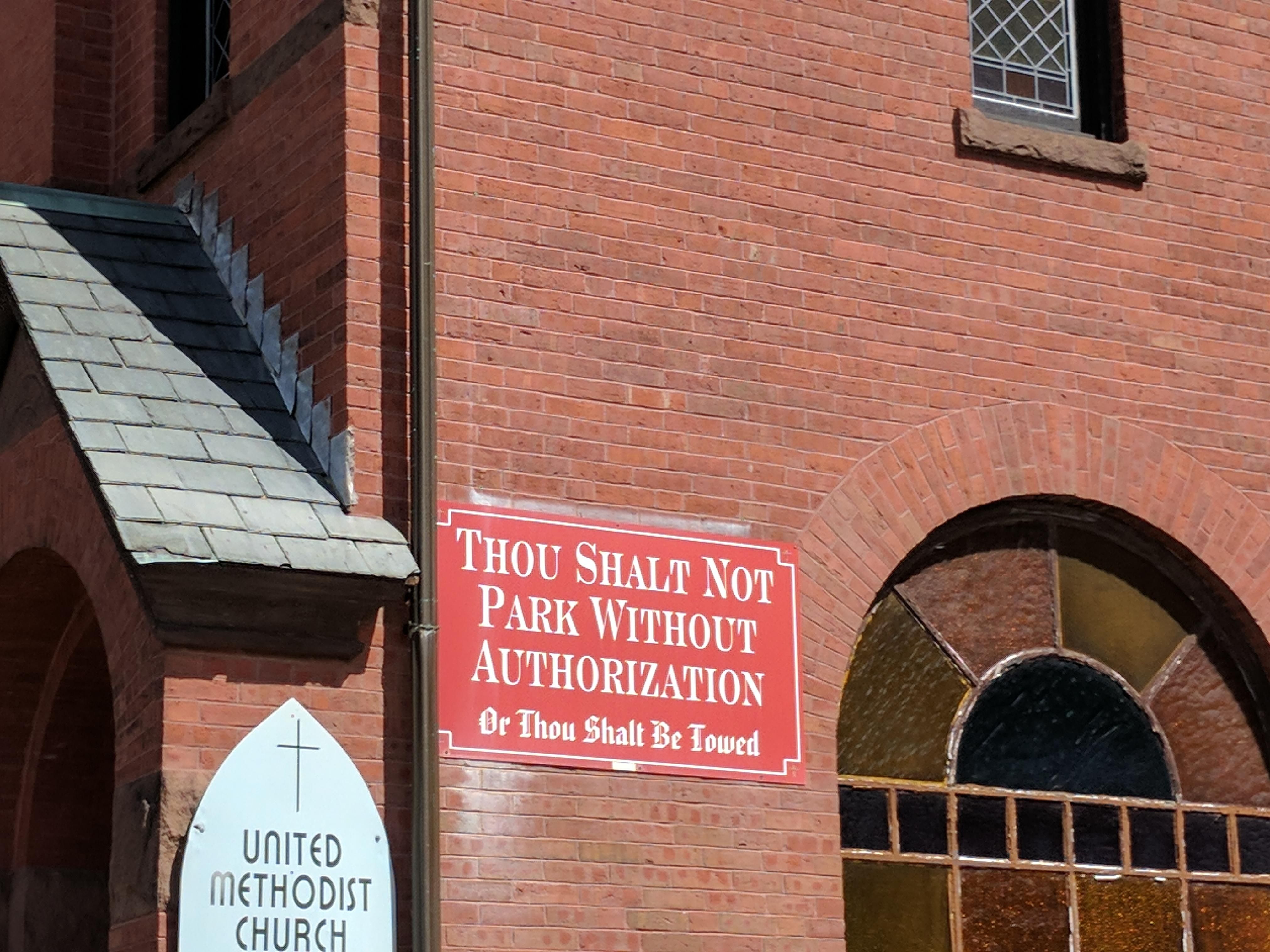 Sign at a church in Salem, MA