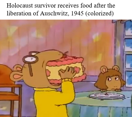 You can tell he's a holocaust survivor because of the size of his nose