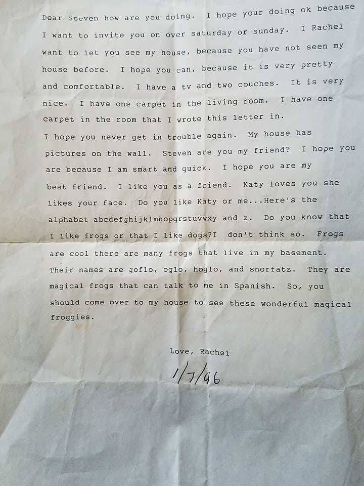 Recently found a letter I wrote when I was seven years old. I had not yet learned to contain myself.