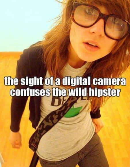Suddenly the hipster was scared off by the flashing off the camera