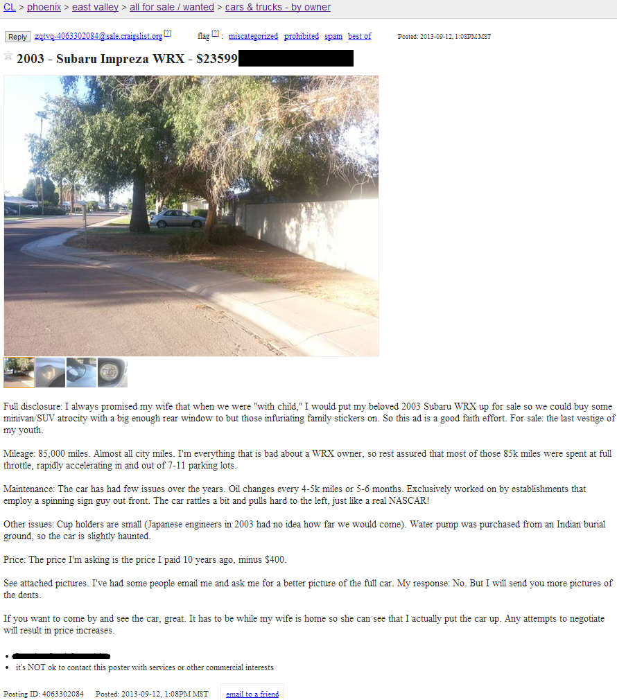 The man REALLY didn't want to sell his vehicle.
