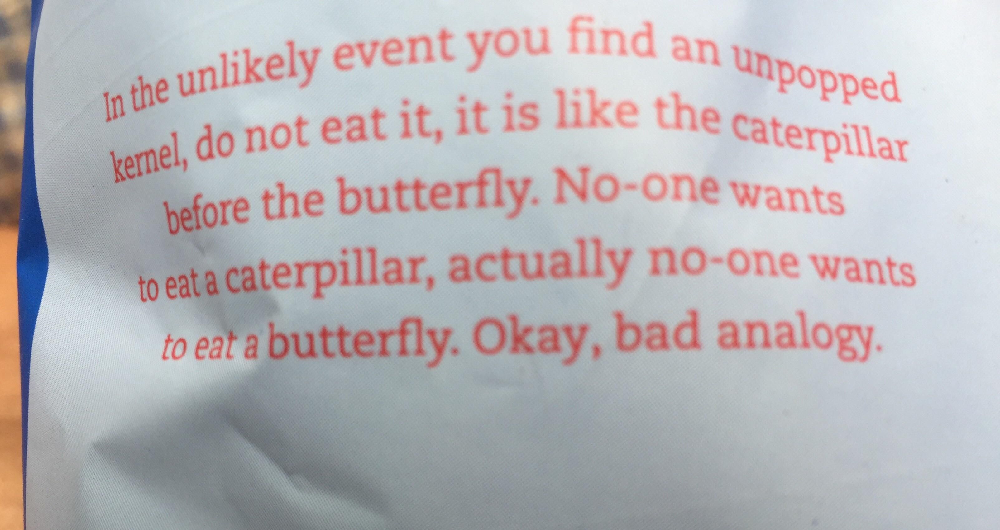 On the back of a popcorn packet.