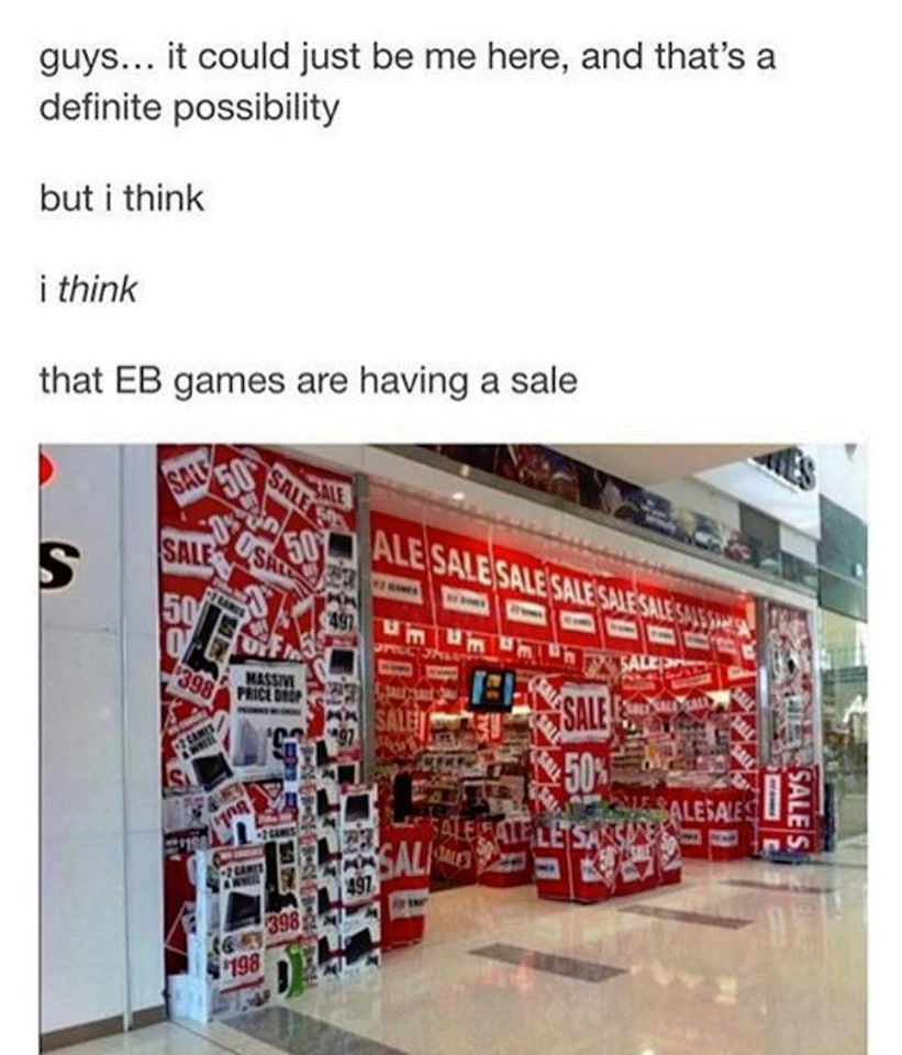This game shop is having a sale I guess