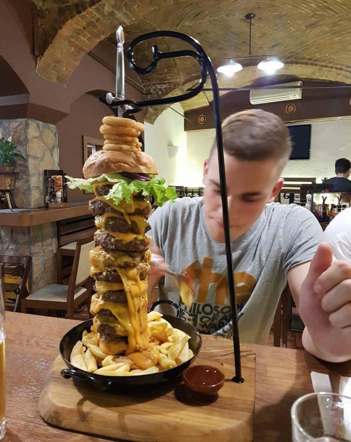 Burger in Slovenia. Eat it in 20 min., or pay 40 euros.