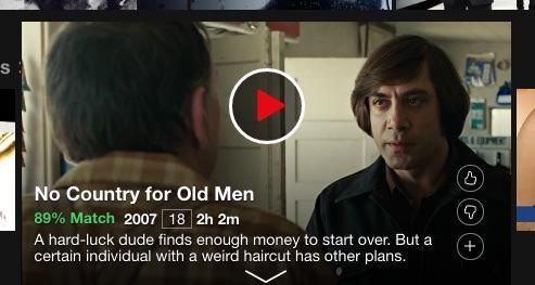 Netflix description of Javier Bardem in No Country for Old Men