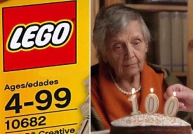 When you turn 100 and can't play with legos anymore