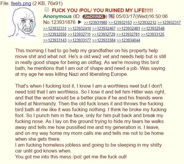 Anon forgets he is not on the internet.