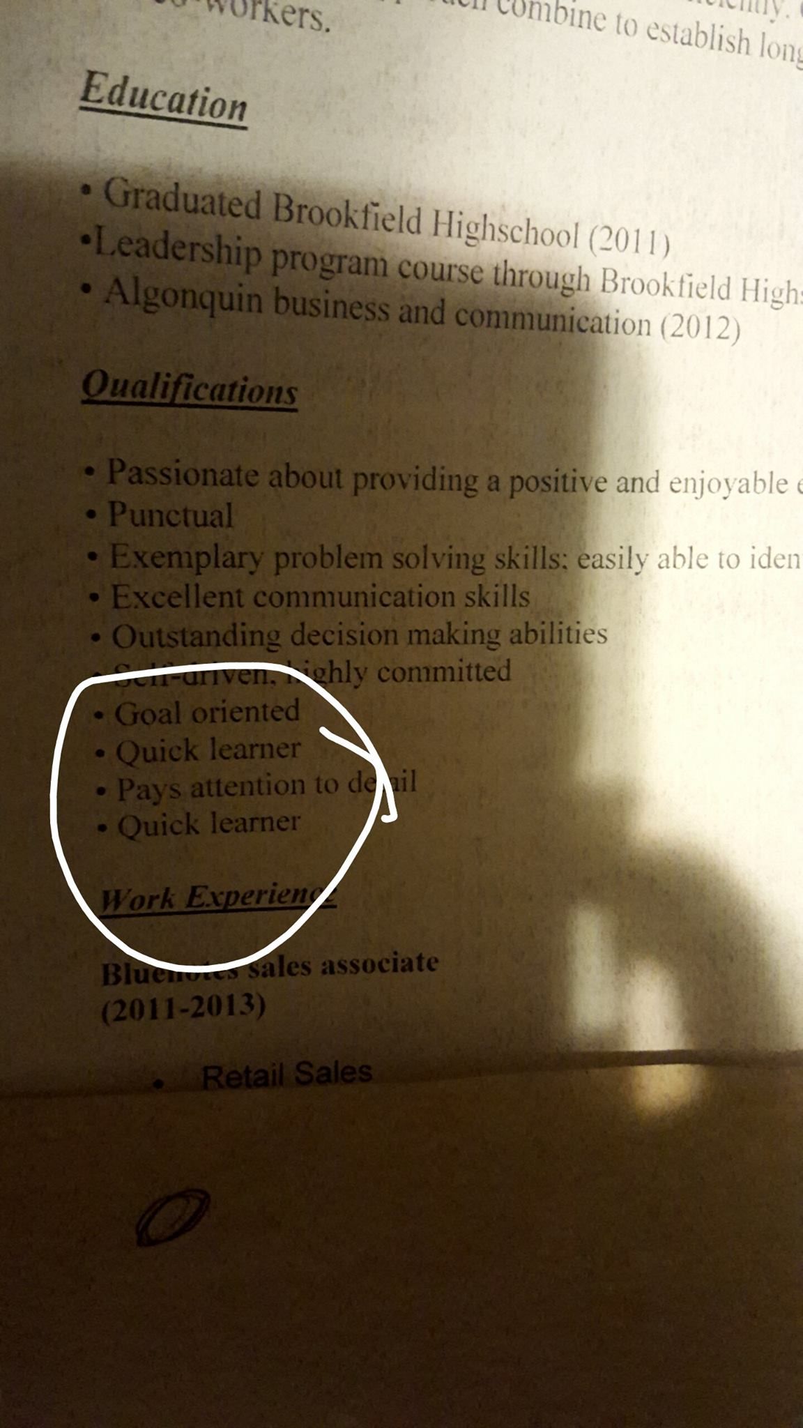 Roommate didn't pay rent for April and left our house. Found this resume in a box of old crap he left.