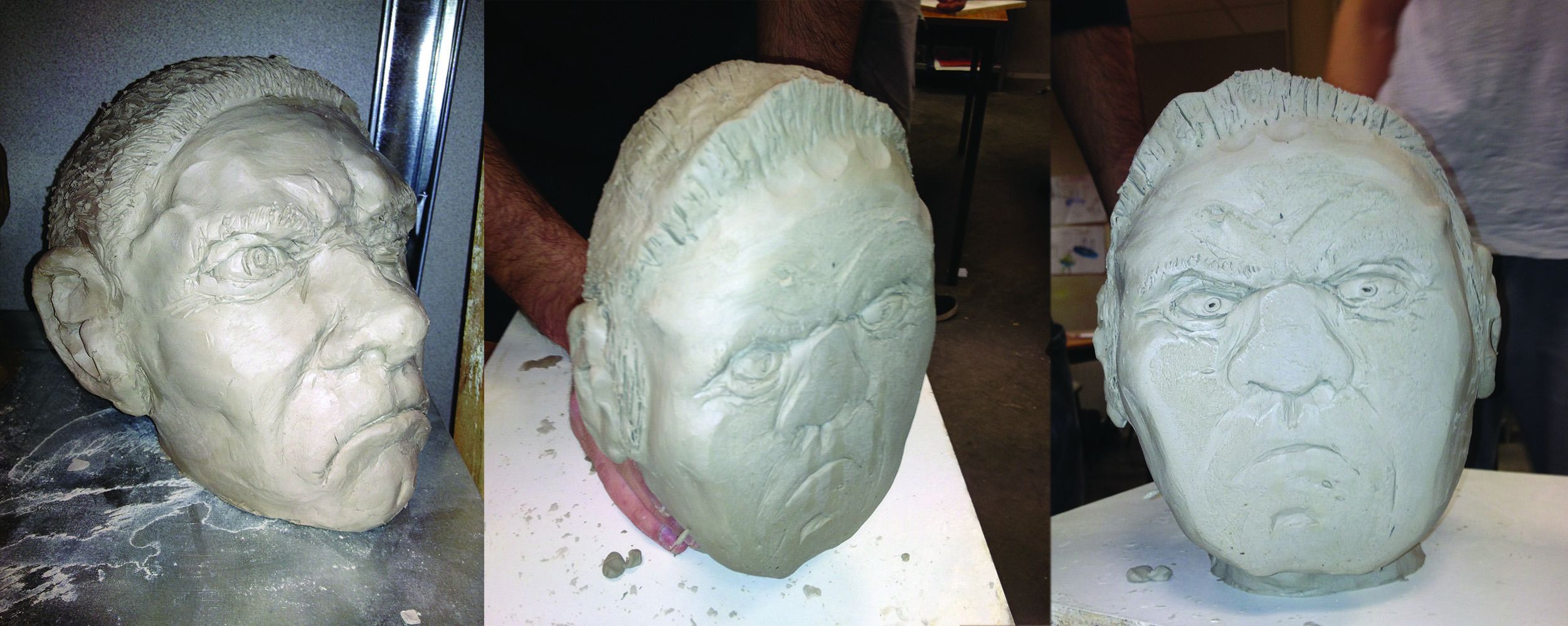 This clay sculpture fell perfectly flat on its face, and looks pissed about it