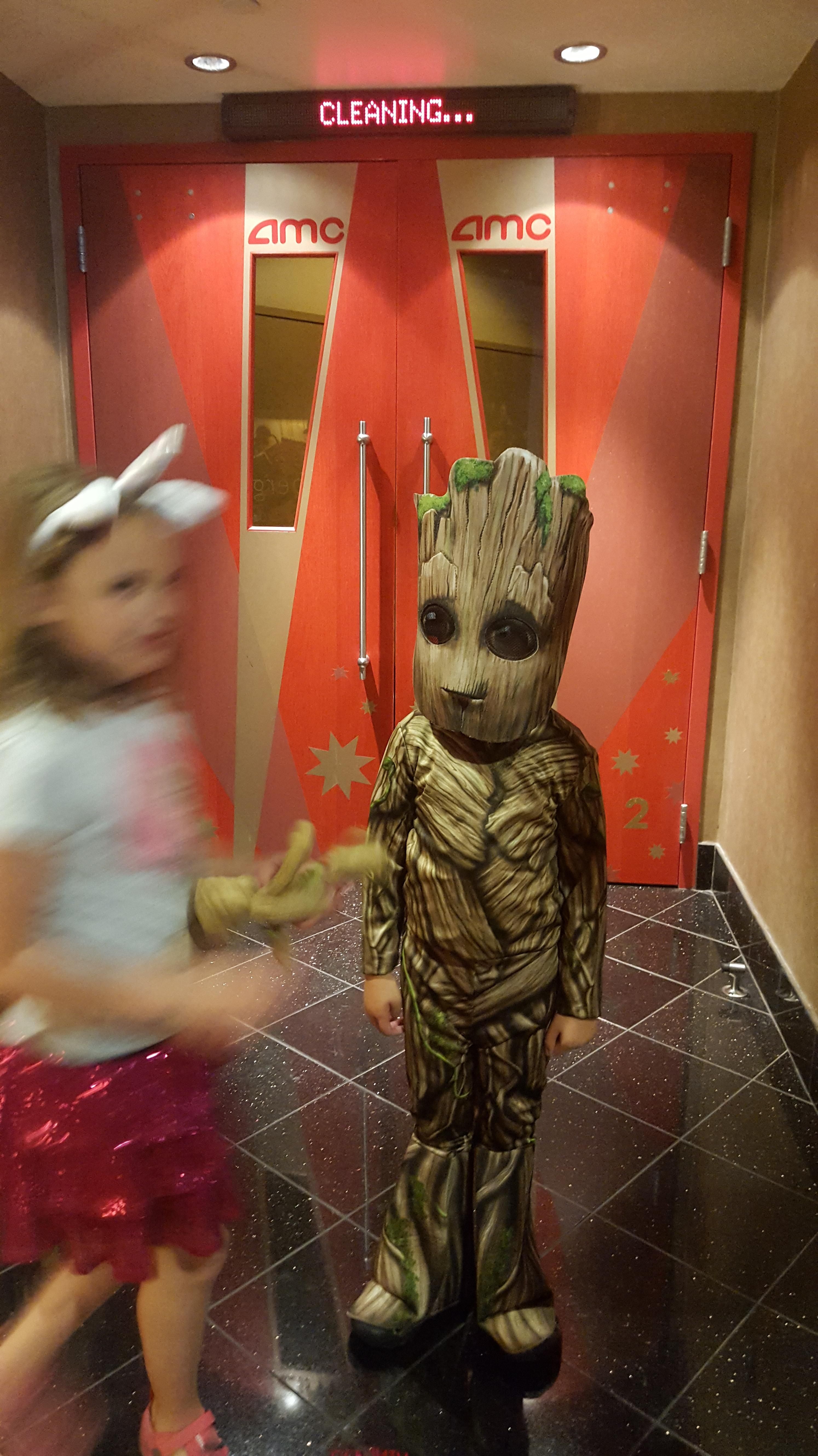 My 5 year old insisted on dressing up as groot to see the new guardians of the galaxy.