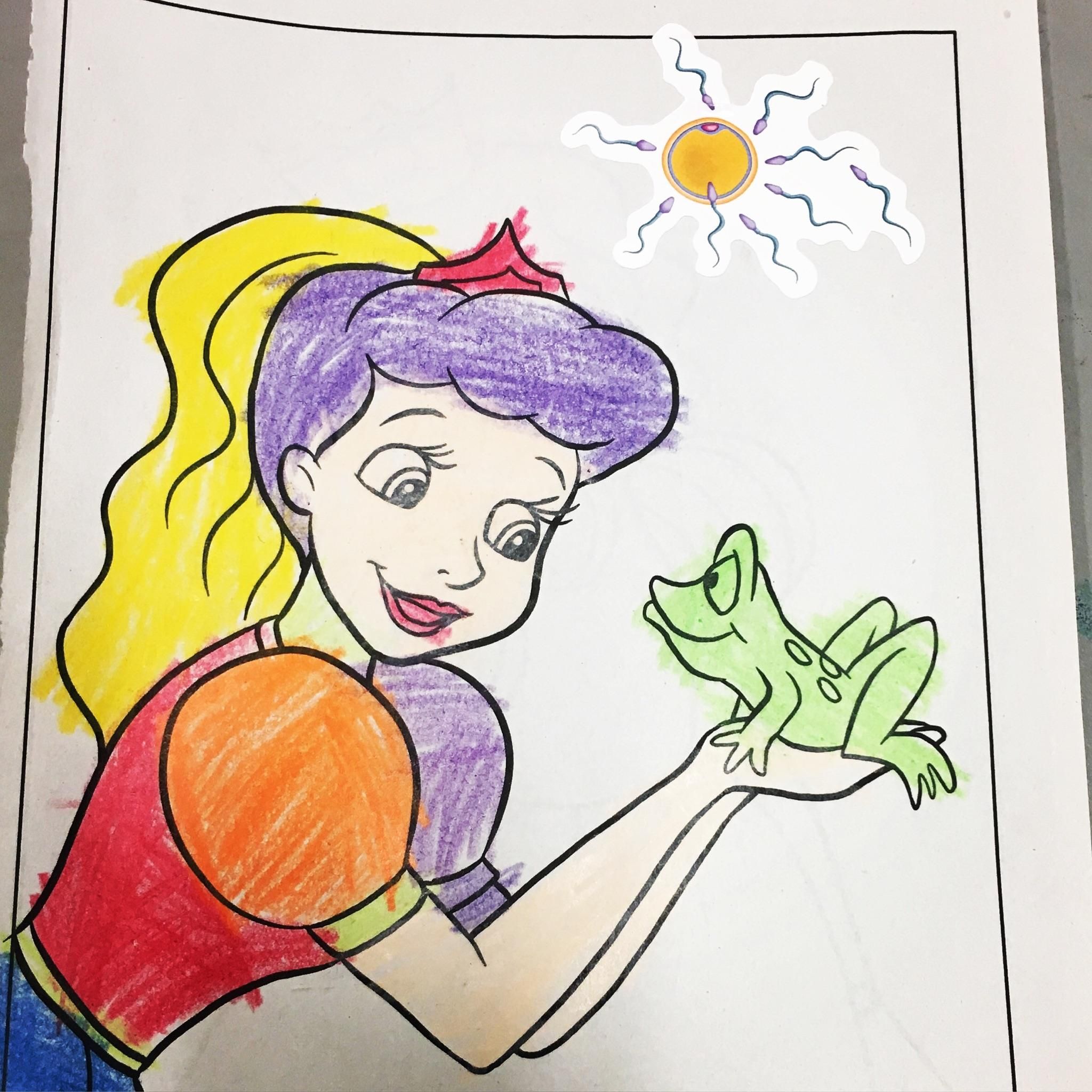 One of my GF's kindergarten students added a sticker they found to their coloring book yesterday.