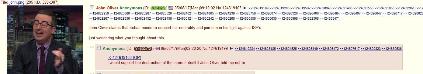john oliver asks anon to defend net neutrality
