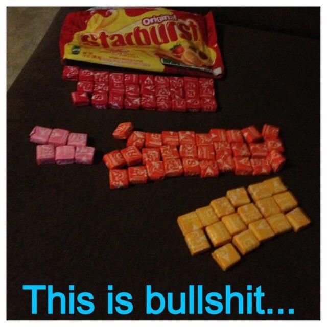 Purchased a big bag of starburst.