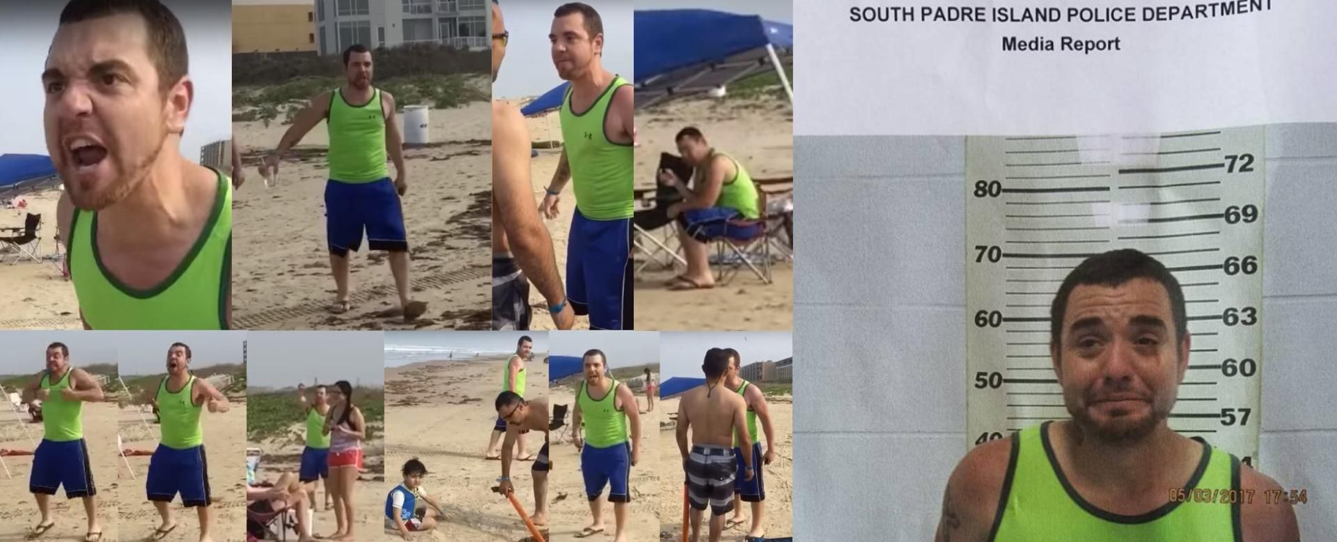 Drunk gangster wannabee verbally attacks family at the beach, ends up crying on his mugshot