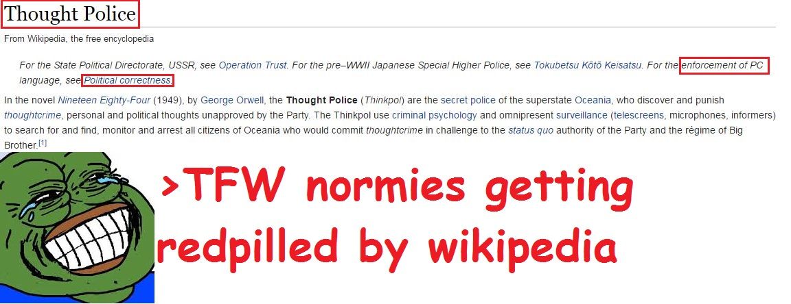 When you visit wikipedia just to check the name of the organisation from Orwell's 1984