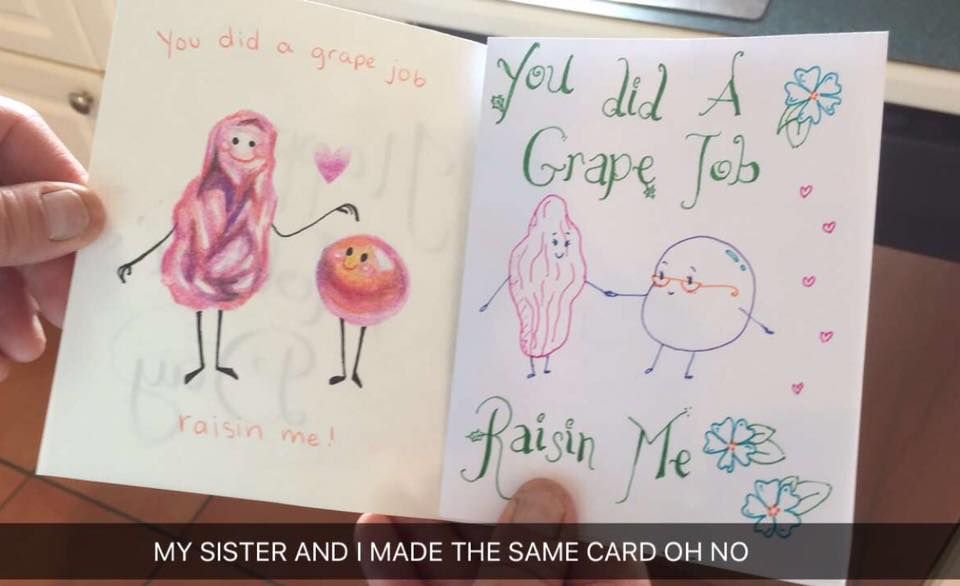 My sister and I live in different cities and managed to make our mom the exact same card.