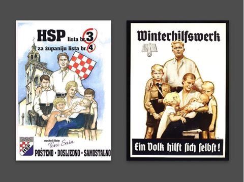 One of these posters is for an election this sunday. Not sure which...