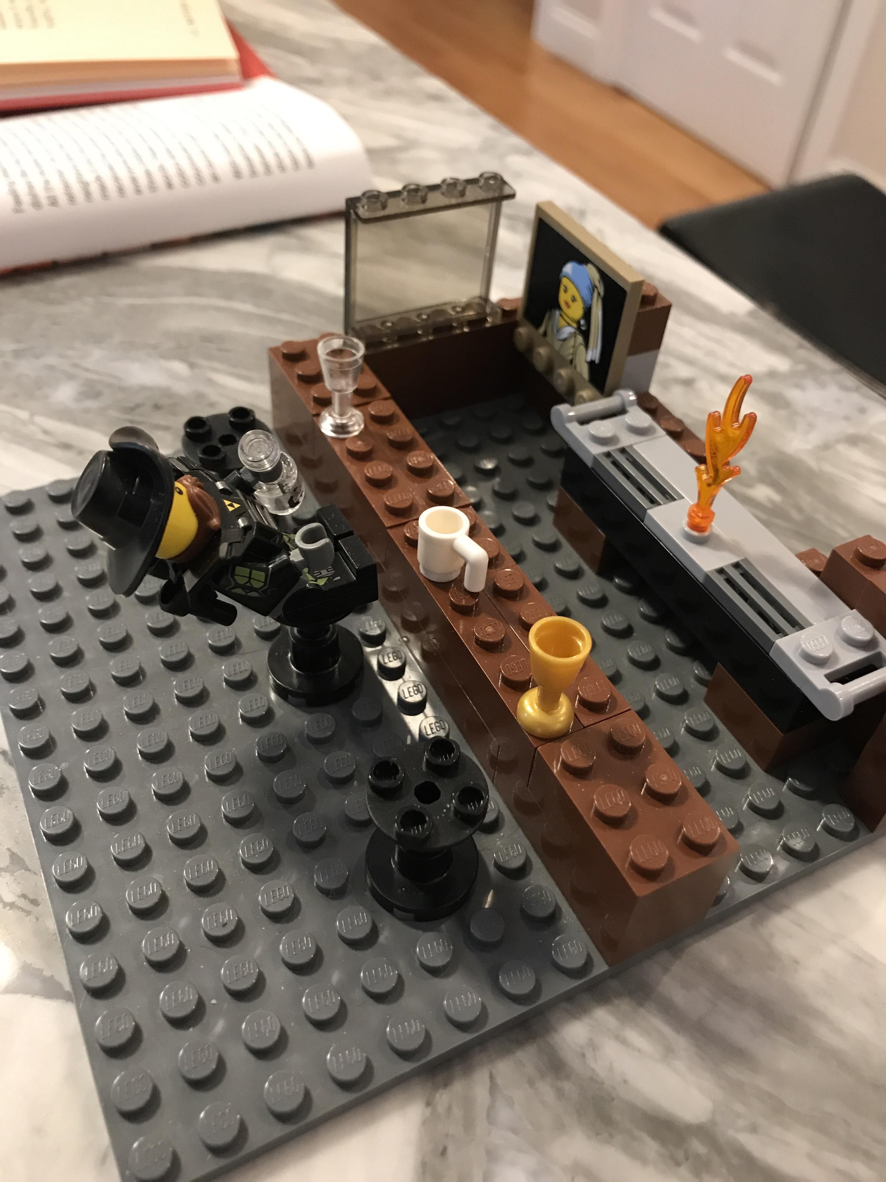 Instead of Millennium Falcons or fire trucks, my 8 year old son builds Lego bars with drunk patrons.