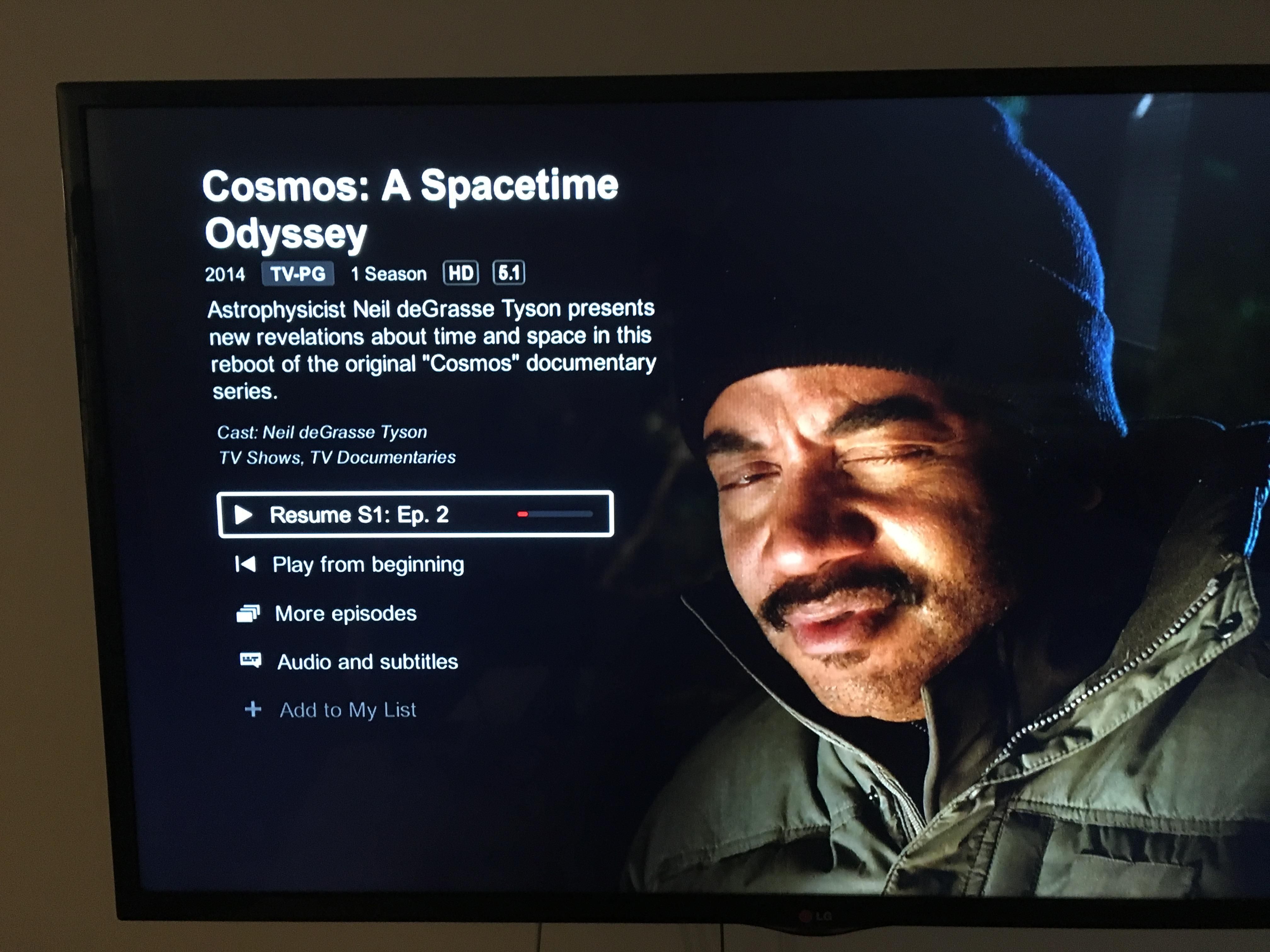 My brother paused "Cosmos" and Neil Degrasse Tyson look pretty gangster. "Ya'll mah***ahs are stardust and sheeeeit."