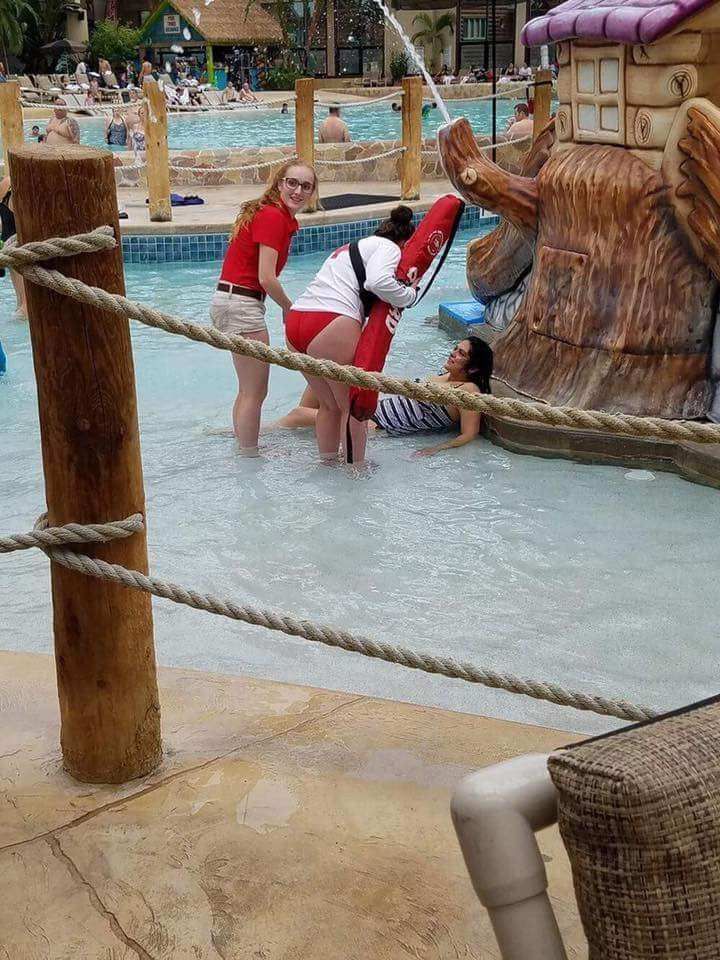 This drunk woman had to be rescued from the kiddie pool today.