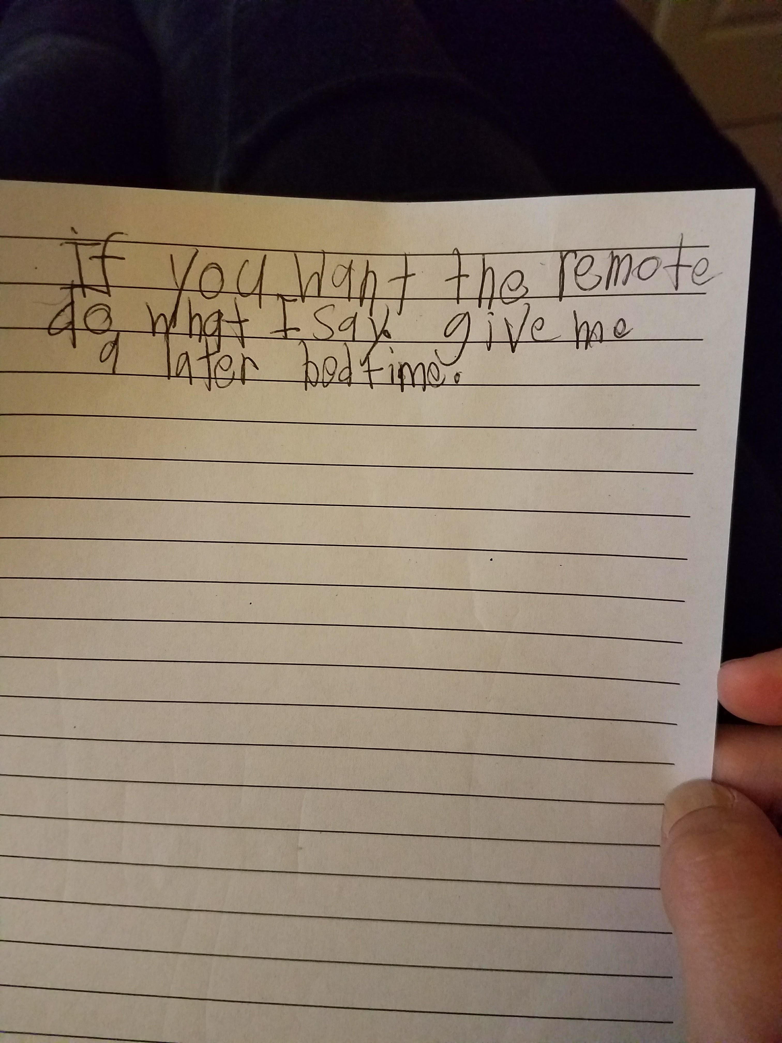 So our 7 year old just left this on our bed...