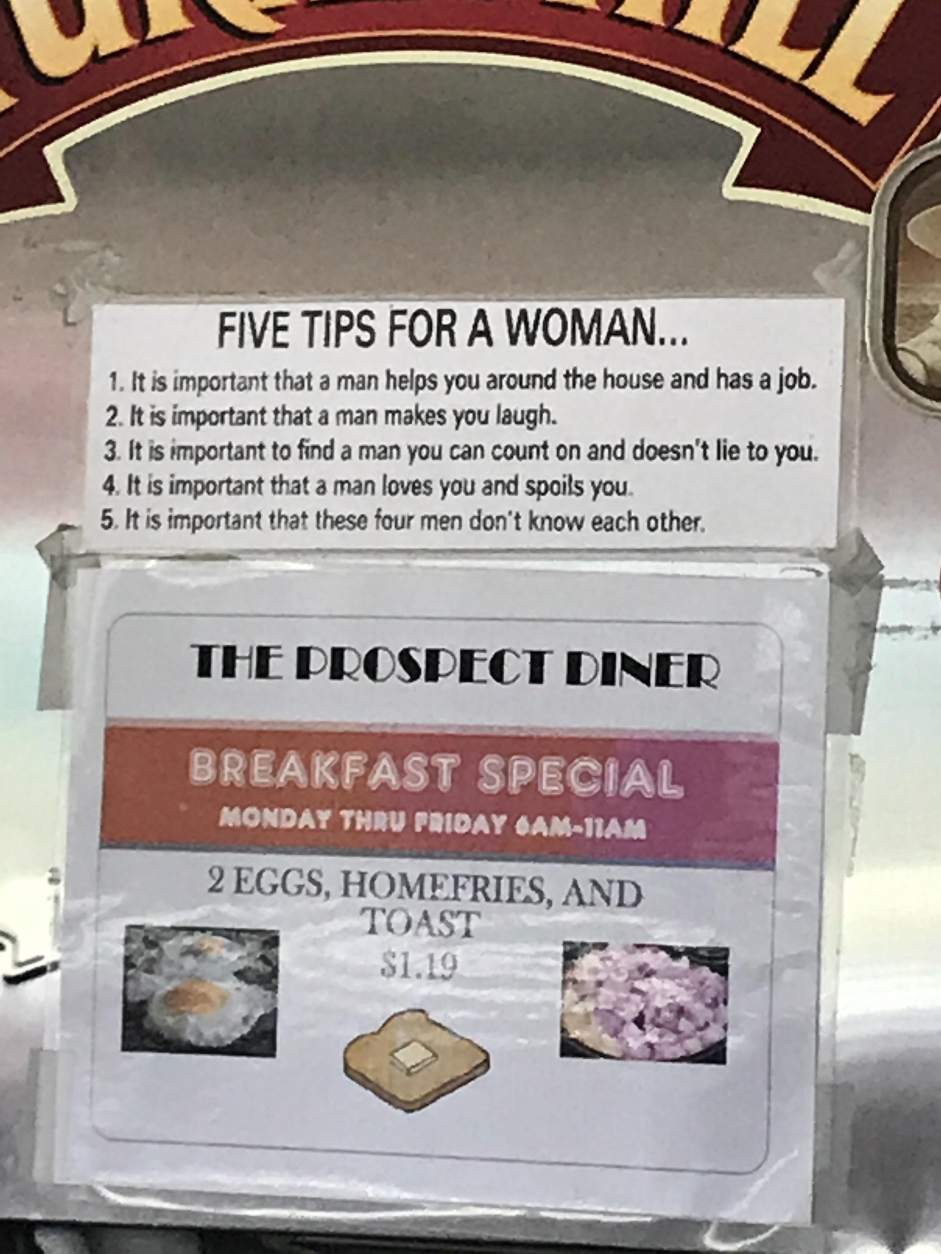 Five tips for a woman...