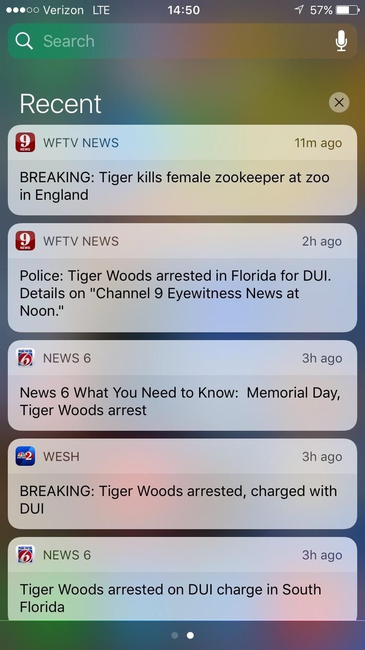 The way my news alerts came in made me think it was all the same Tiger.