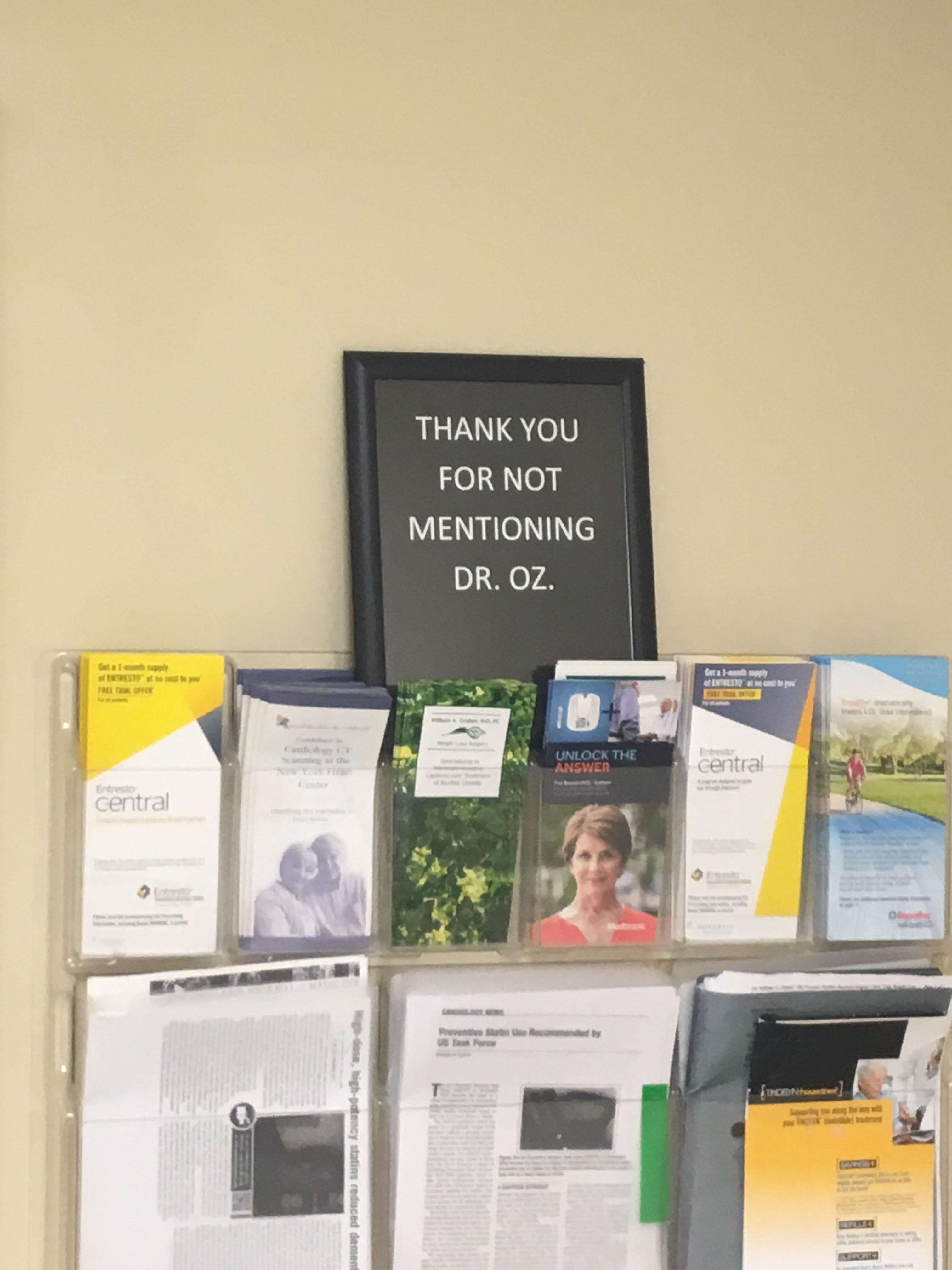 Hanging in my cardiologist's exam room