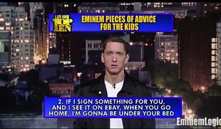 When Eminem gave advice to kids on the David Letterman show.