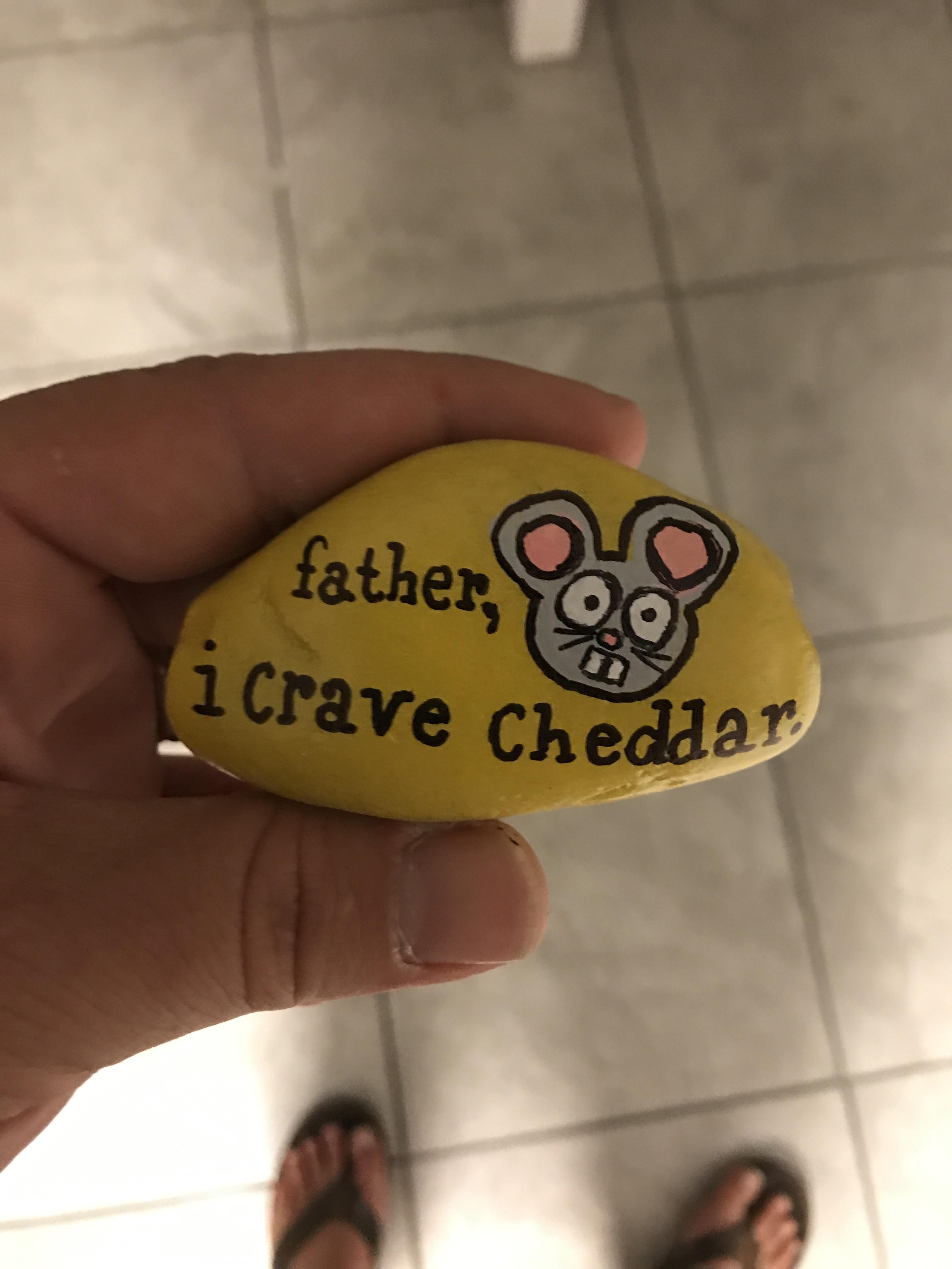 In the town that I live in, people paint rocks and hide them for others to find. My son found this one yesterday.