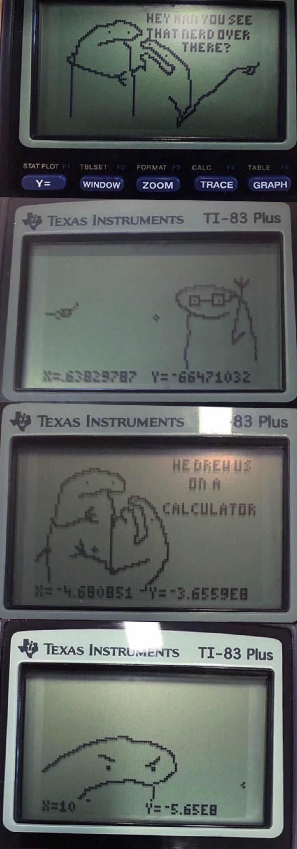 He drew us on a calculator...
