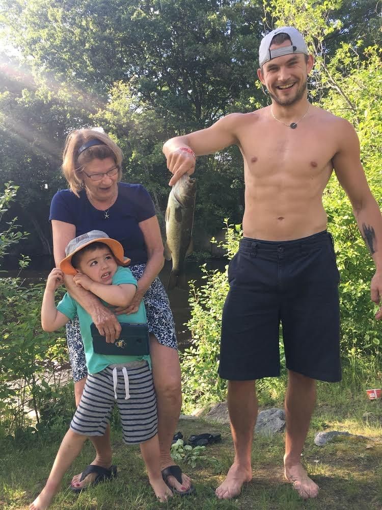 My son on his first fishing trip with his uncle