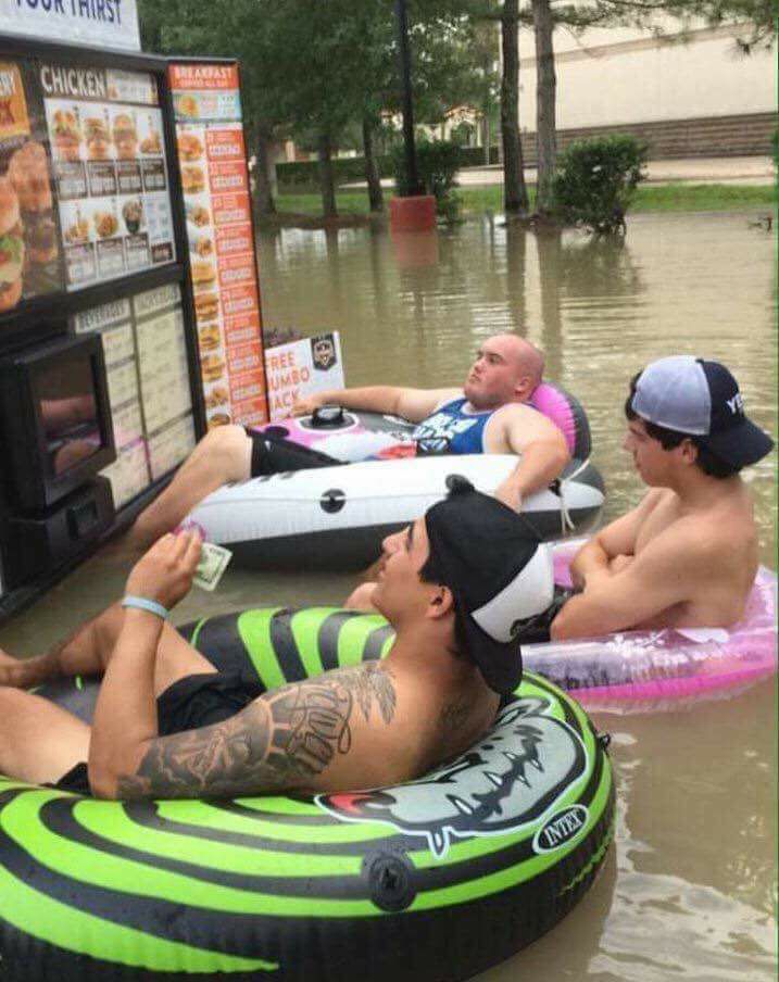 Southern boys on the Gulf Coast don't let a Tropical Storm get in the way of what's important.
